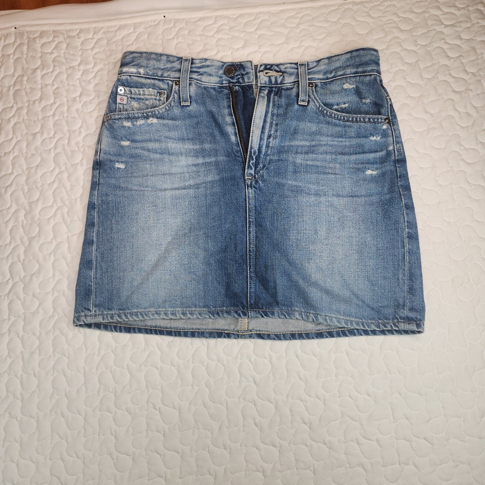 27" 28" AG [VERA] Adriano Goldschmied Denim Mini Skirt Blue Distressed Vtg. Med.